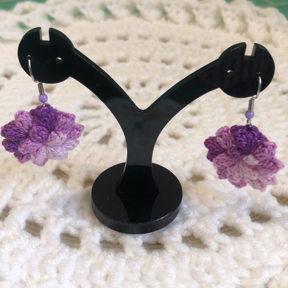 New Crochet Flower Dangle Earrings handmade